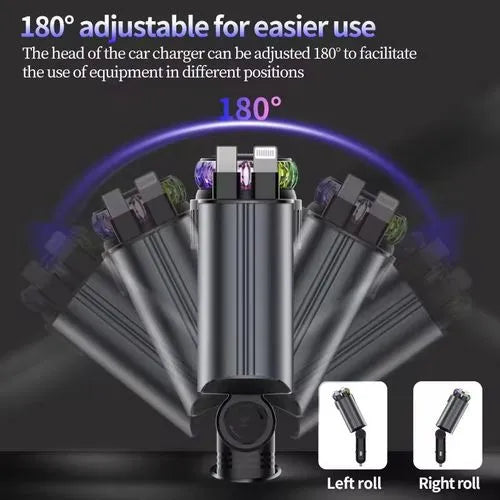 Chargeur voiture rapide 66W avec éclairage starlight et parfum intégré (5 en 1)