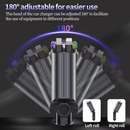 Chargeur voiture rapide 66W avec éclairage starlight et parfum intégré (5 en 1)