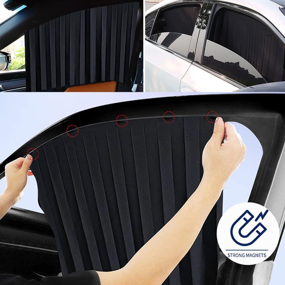 4Pcs Rideaux Magnétiques pour Fenêtres de Voiture