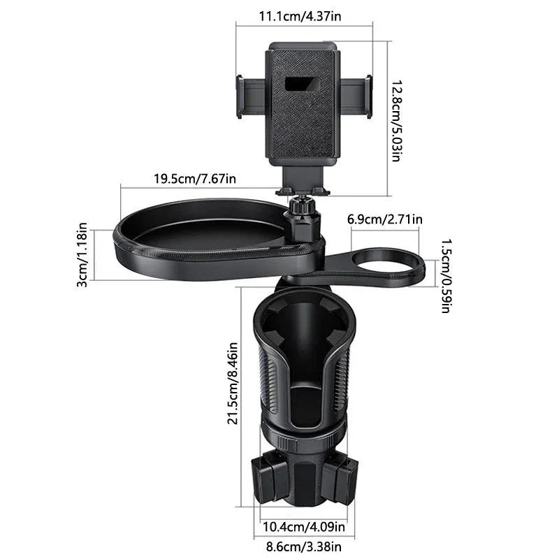 Support Auto 4×1 : Plateau Repas & Porte-Gobelet Rotatif 360°