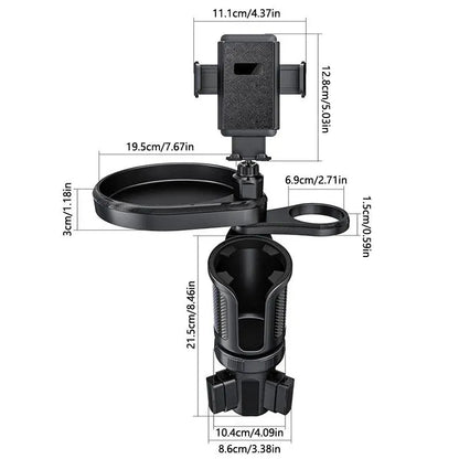 Support Auto 4×1 : Plateau Repas & Porte-Gobelet Rotatif 360°