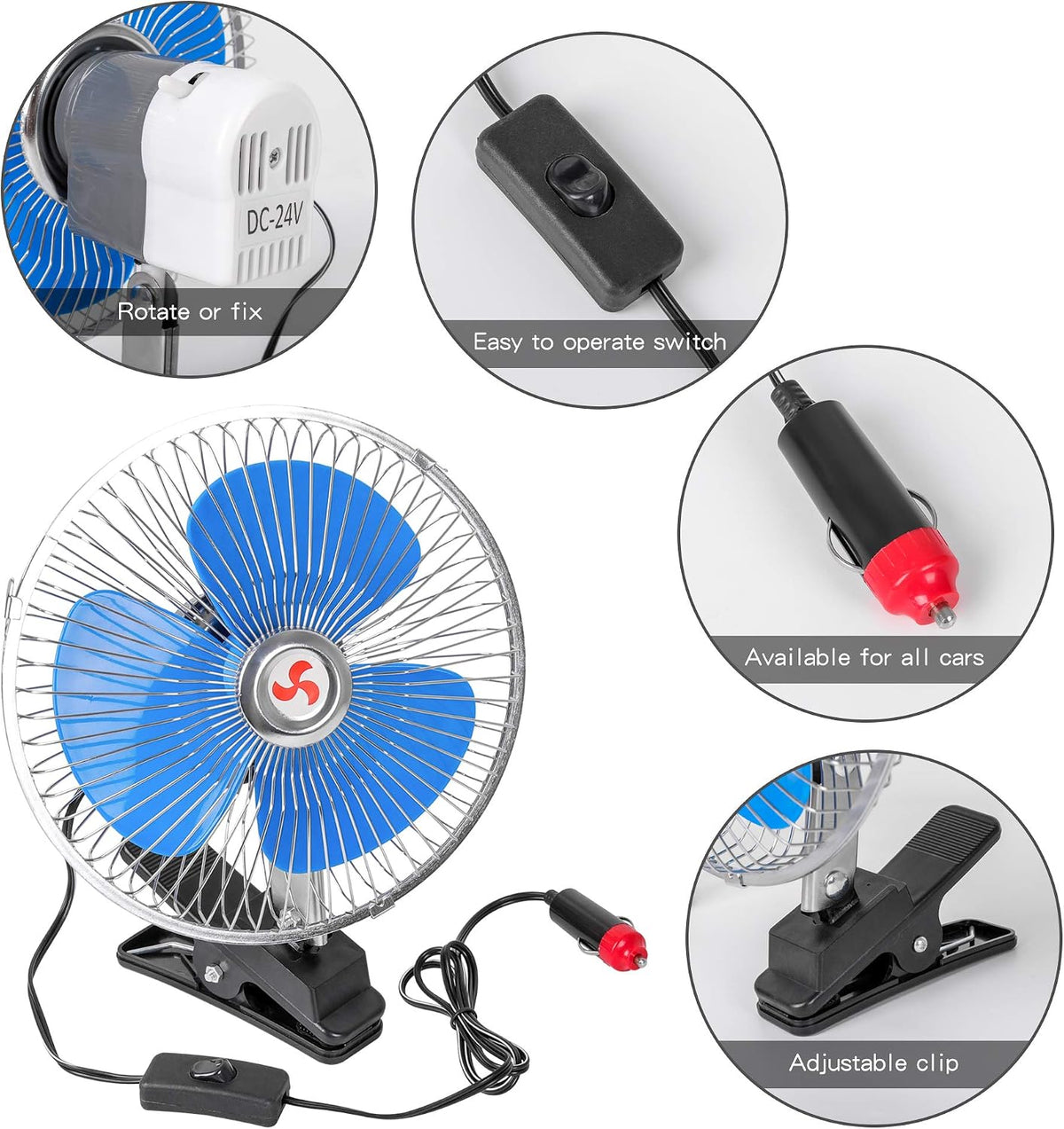 Ventilateur de Voiture 24V à Clip