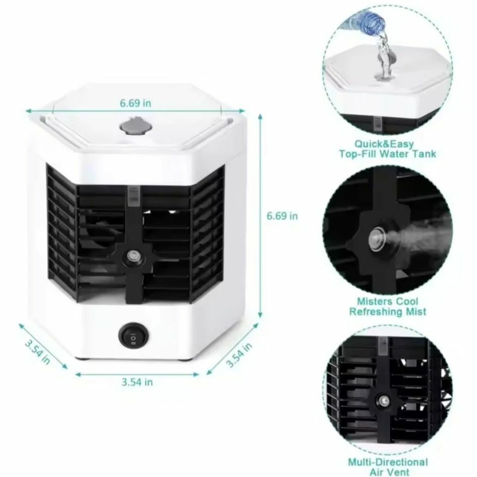 ❄️ Rafraîchisseur d'Air Portable 2-en-1 avec Brumisateur USB