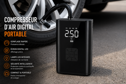 🚗 Compresseur d’Air Digital Portable – Gonflez vos pneus facilement