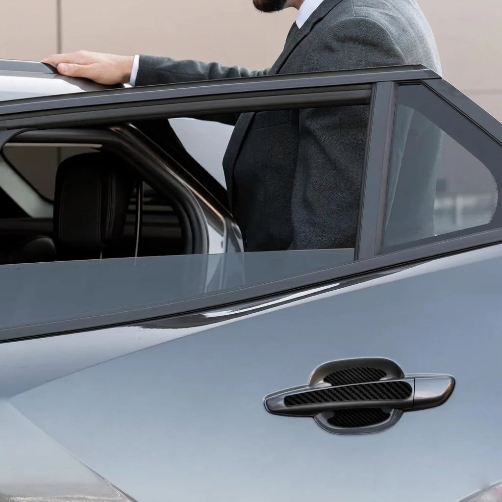 Protecteur de Poignées de Voiture en Fibre de Carbone (8 pièces)