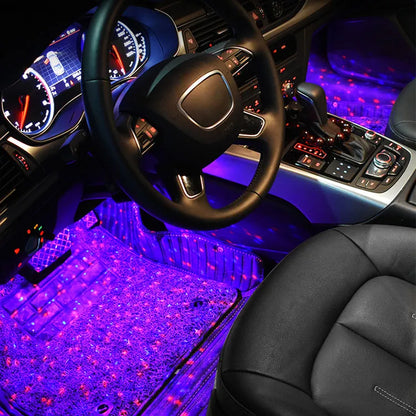 (4 Pcs) LED Intérieur Voiture RGB – avec Contrôle Musical