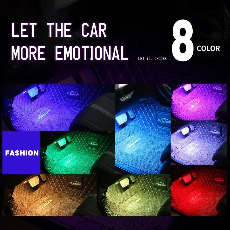 (4 Pcs) LED Ambiance Voiture RGB – avec Contrôle Musical