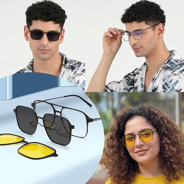 Lunettes Magnétiques 3-en-1 Polarisées – Vision Claire Jour & Nuit